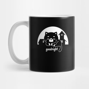 Cute black cat in the night Mug